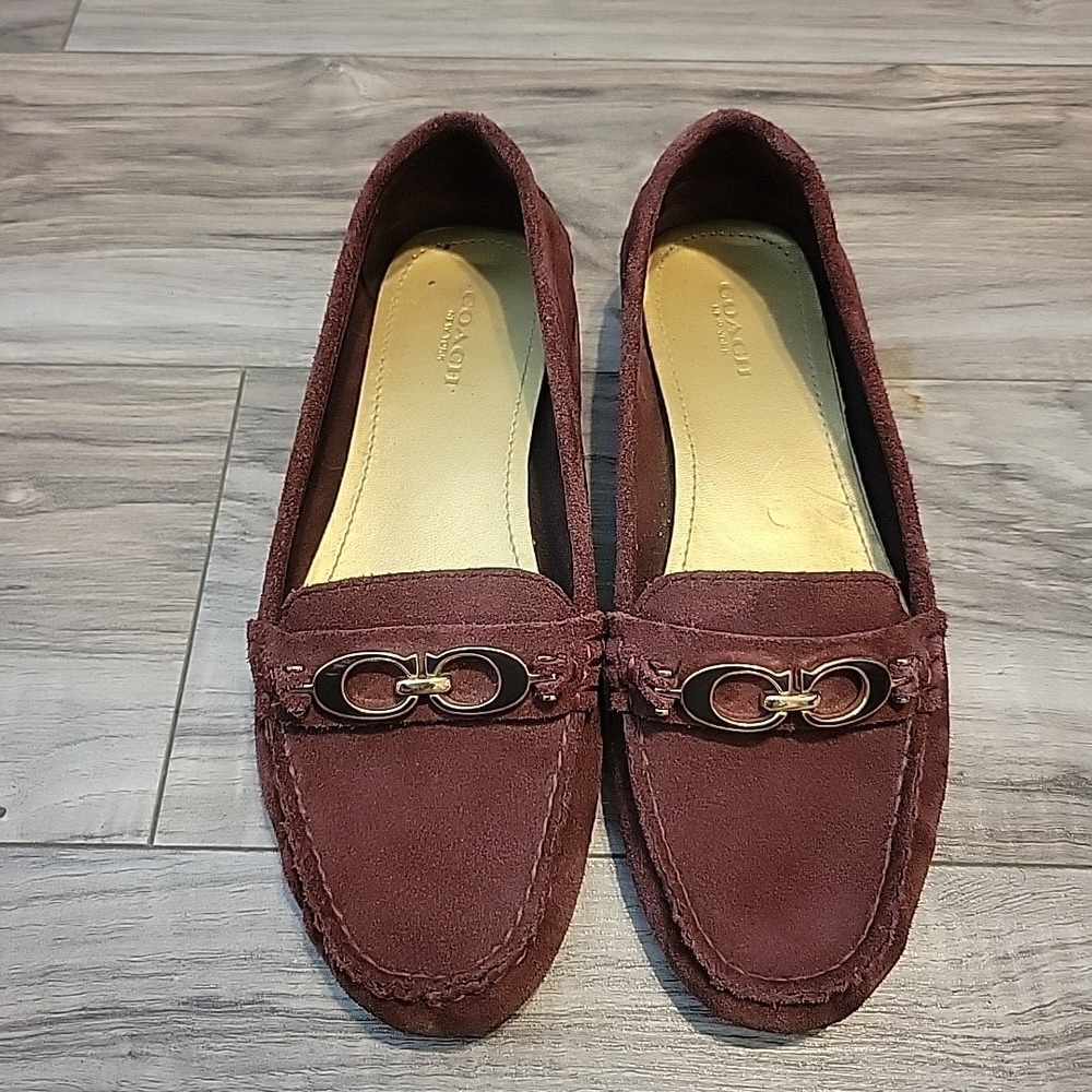 Coach Burgundy Suede Driving Loafers Women's Shoes US Size 7 - Picture 6 of 10